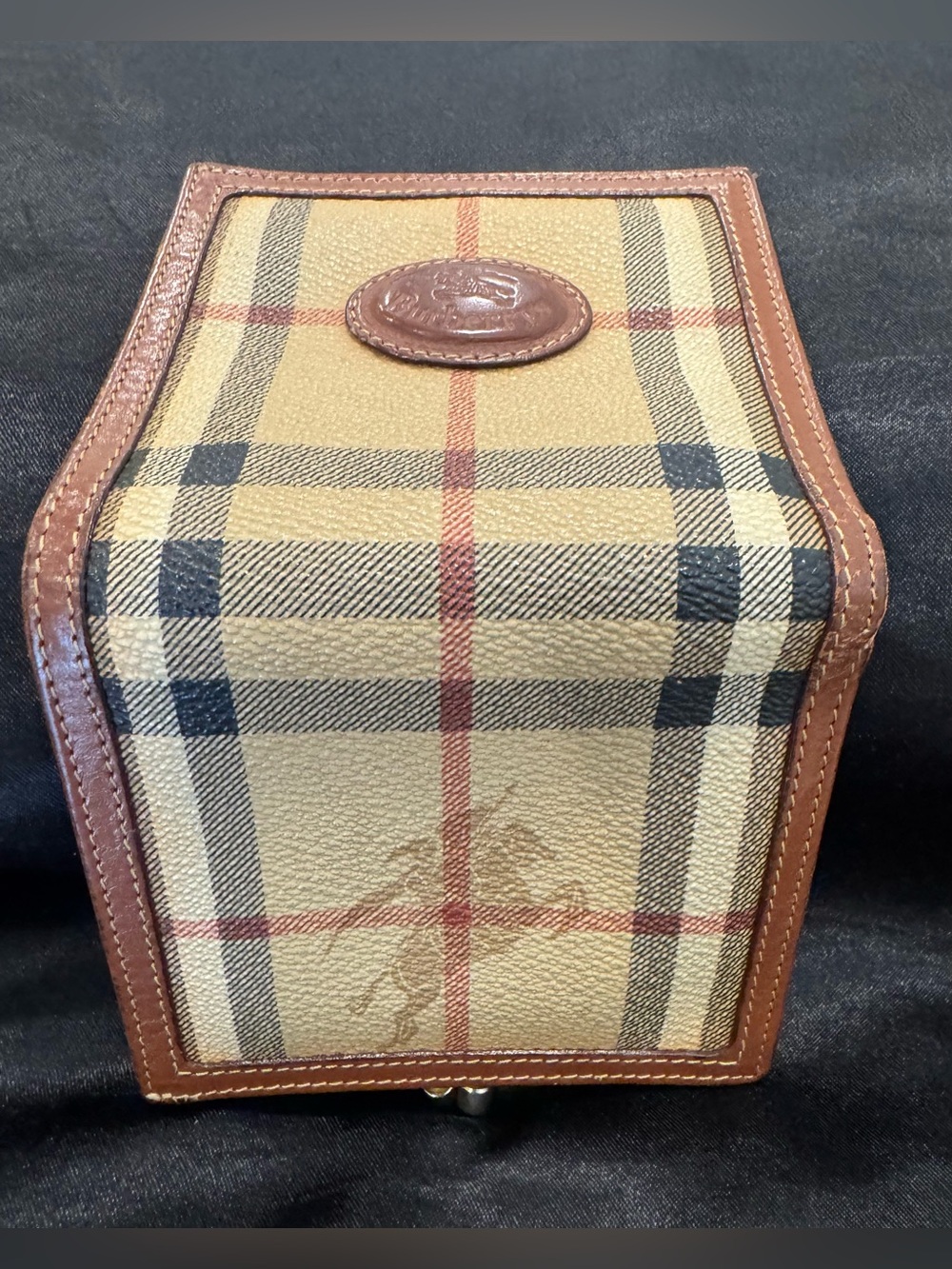 Burberry Beige Plaid Leather Trim Unisex Coin Wallet - Picture 3 of 6